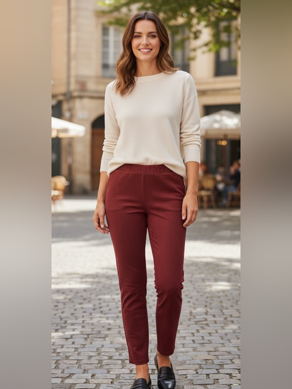 Hilary Radley Faux Suede Pants NWOT | Medium Red Slim Leg 29” Inseam Pull‑On